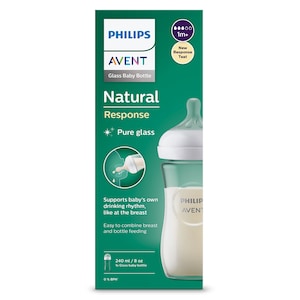 Avent Natural Response Baby Glass Bottle 0 Months+ 240ml - 1 Pack