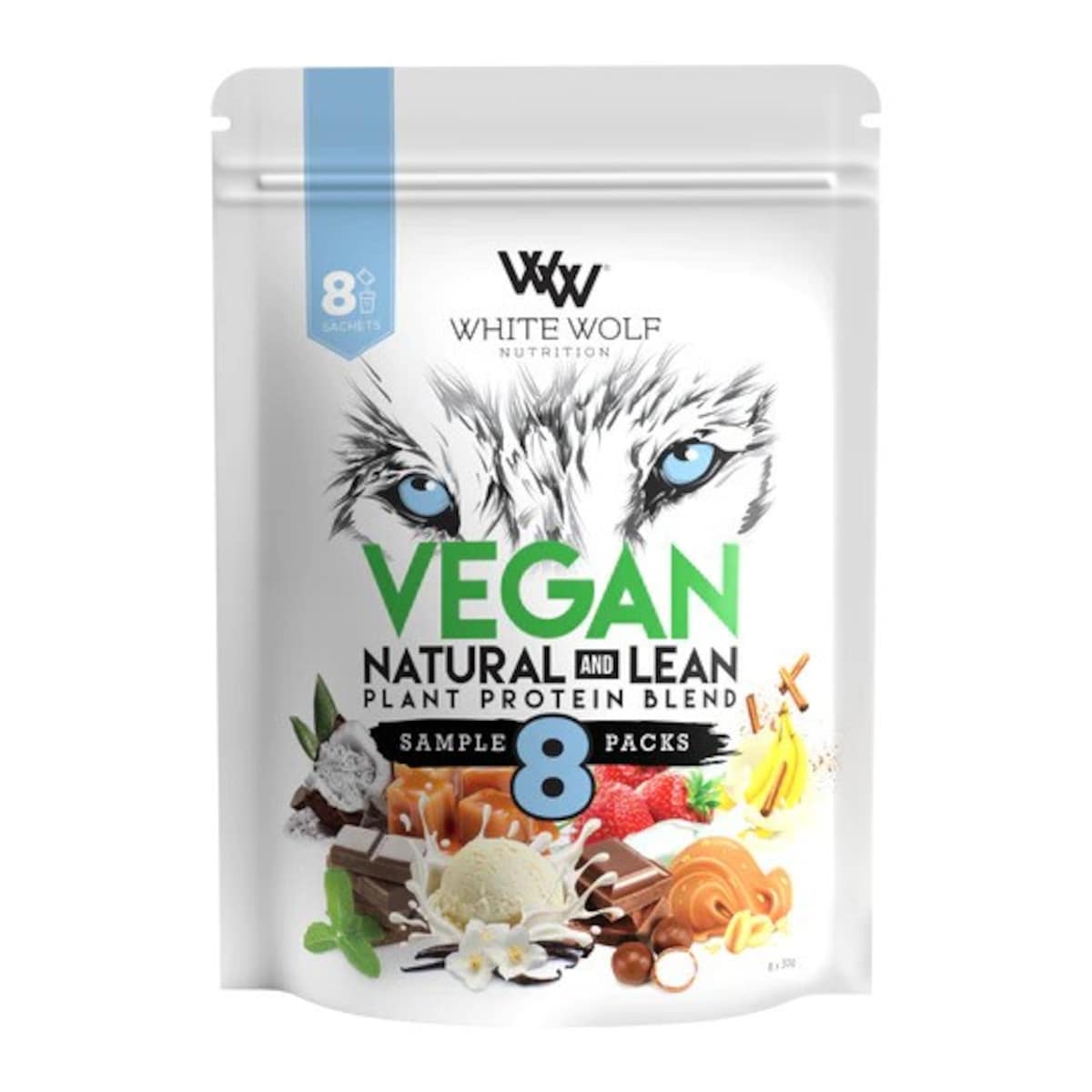 White Wolf Nutrition Vegan Natural+Lean Protein Sample Bag 8 X 30g Australia
