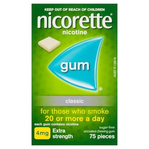 Nicorette Quit Smoking Nicotine Gum 4mg Classic 75 Pack