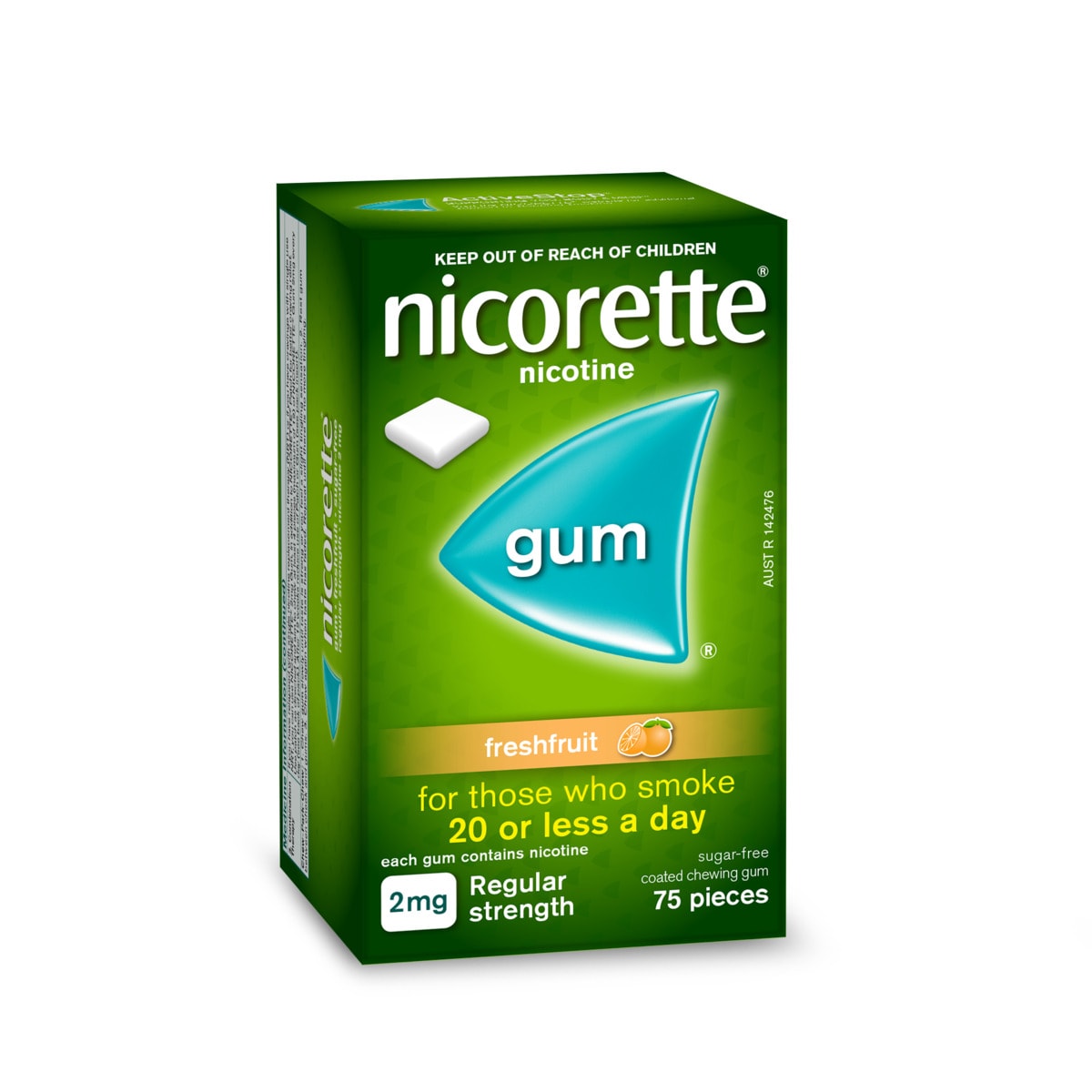 Nicorette Quit Smoking Nicotine Gum 2mg Fresh Fruit 75 Pack