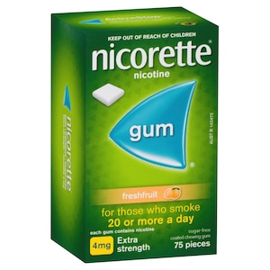 Nicorette Quit Smoking Nicotine Gum 4mg Fresh Fruit 75 Pack