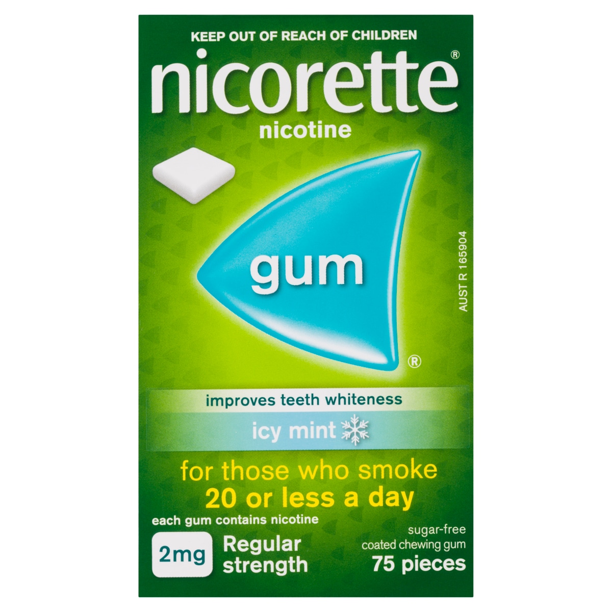 Nicorette Quit Smoking Nicotine Gum 2mg Icy Mint 75 Pack