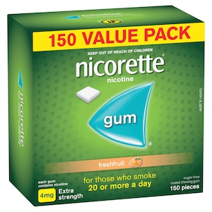 Nicorette Quit Smoking Nicotine Gum Fresh Fruit 4mg 150 Pack