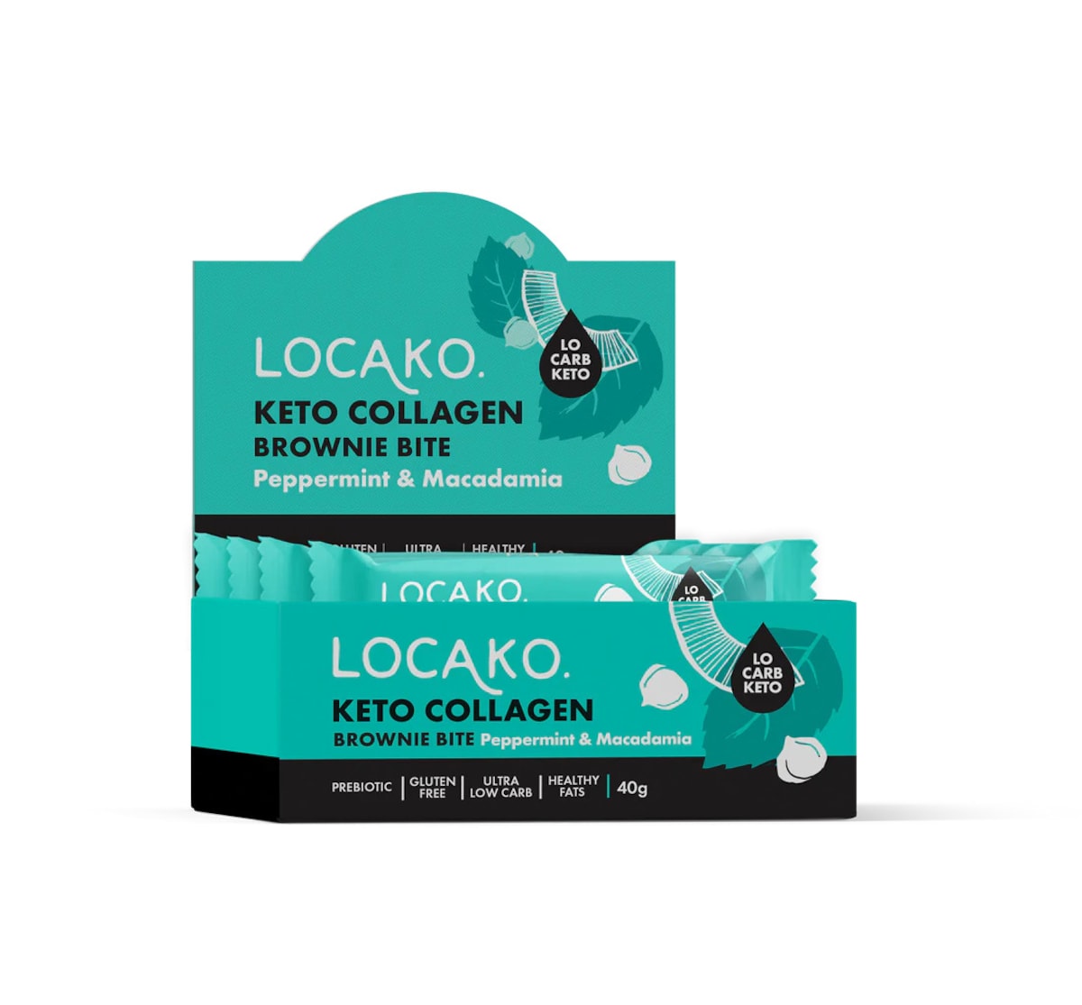 Locako Keto Collagen Brownie Bite Peppermint Macadamia 40g