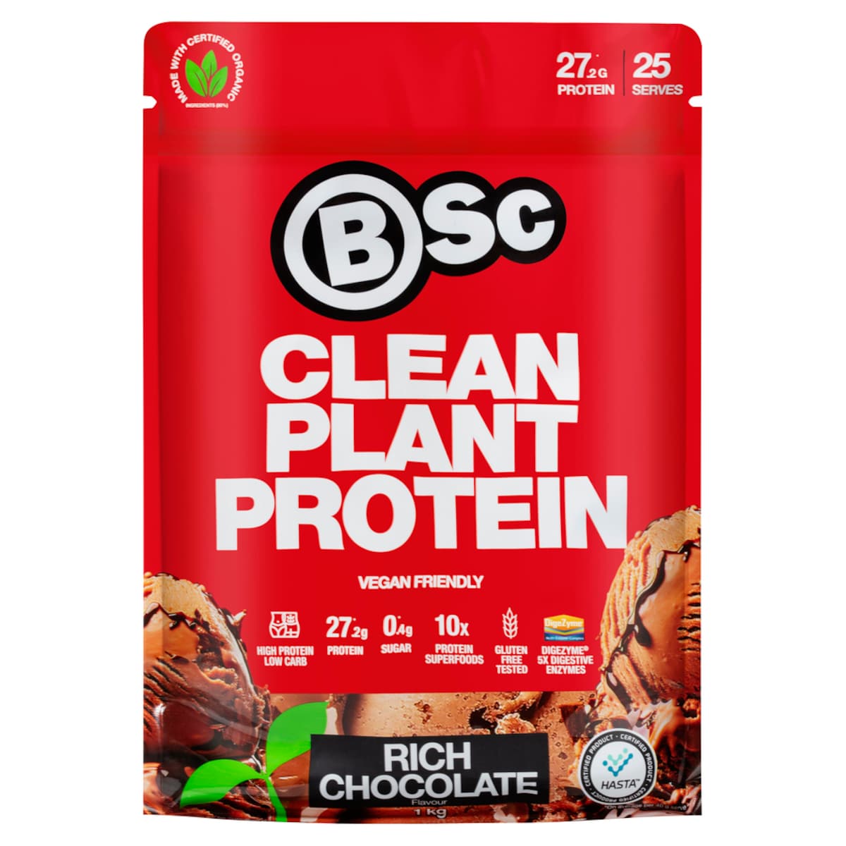 BSc Body Science Clean Plant Protein Rich Chocolate 1kg Australia