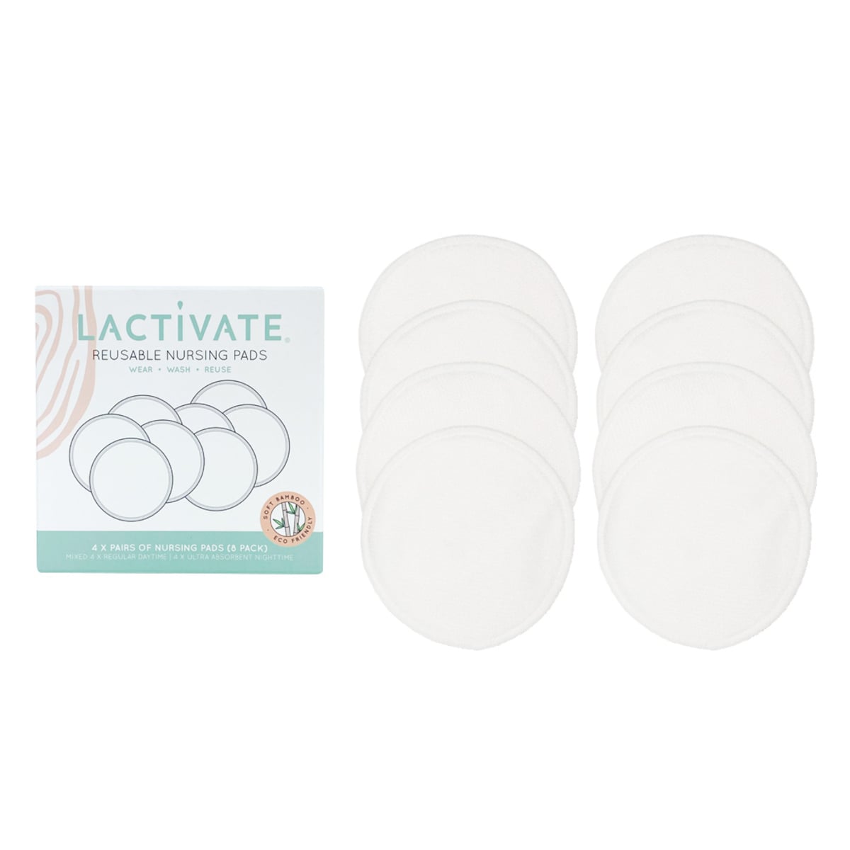 Lactivate Reusable Mixed Nursing Pads 8 Pack