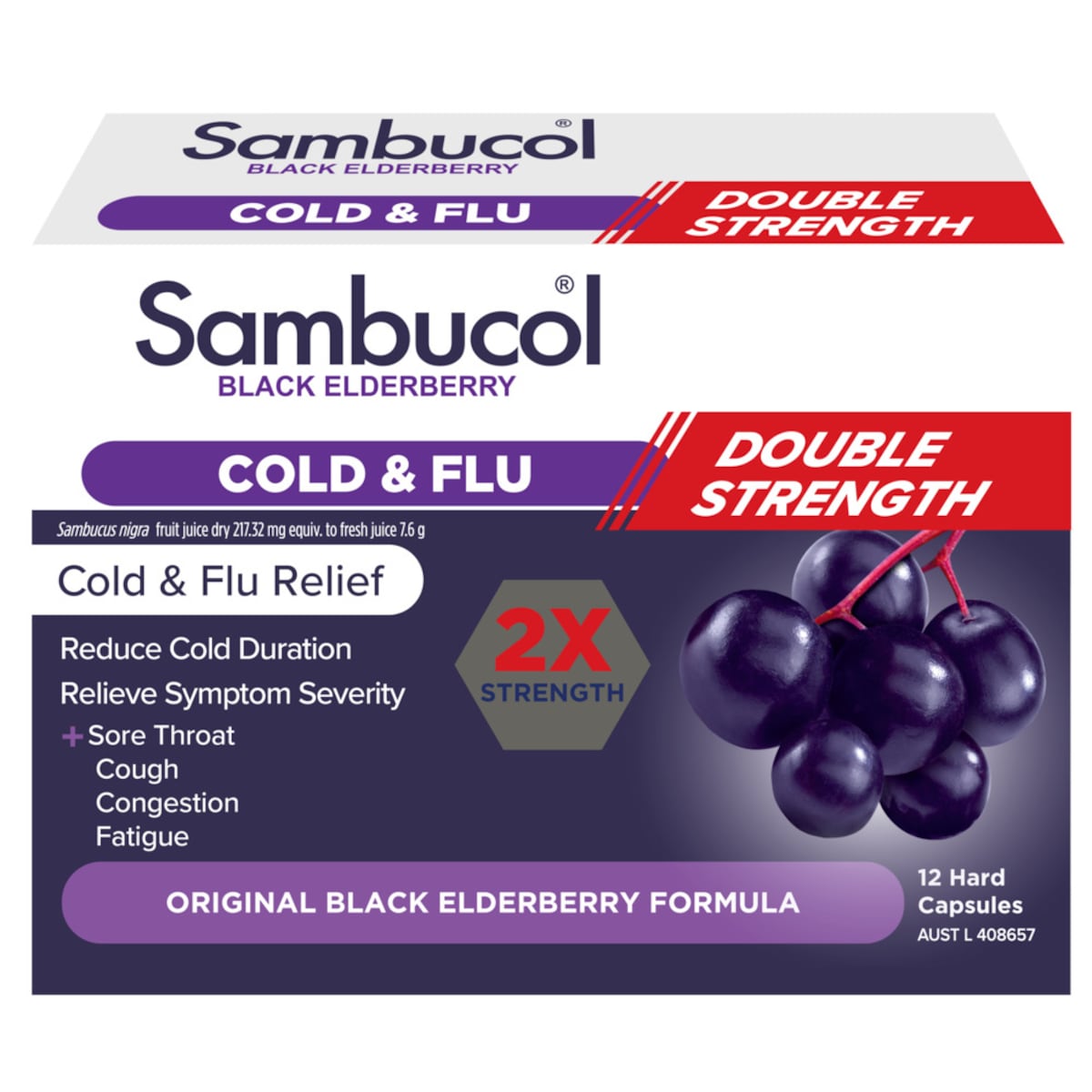 Sambucol Double Strength Cold & Flu Relief 12 Capsules