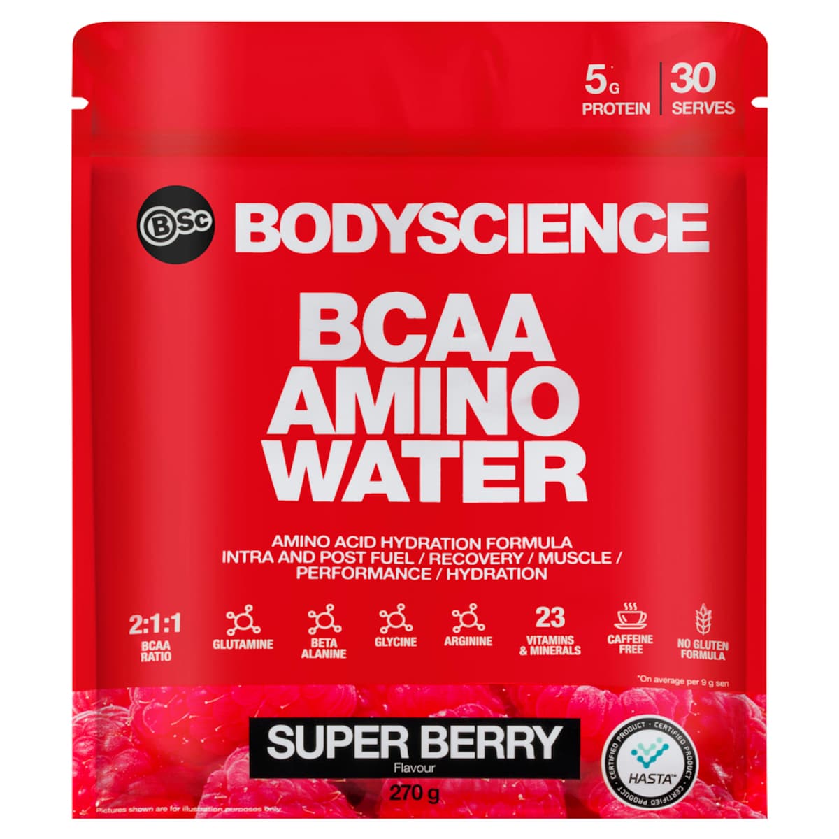 BSc Body Science Essential Amino BCAA Fuel Super Berry 270g Australia