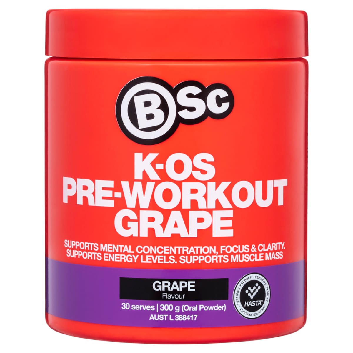 BSc Body Science K-OS Pre-Workout Grape 300g Australia