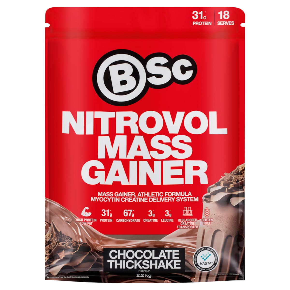 BSc Body Science Nitrovol Mass Gainer Protein Powder Chocolate Thickshake - 2.2kg