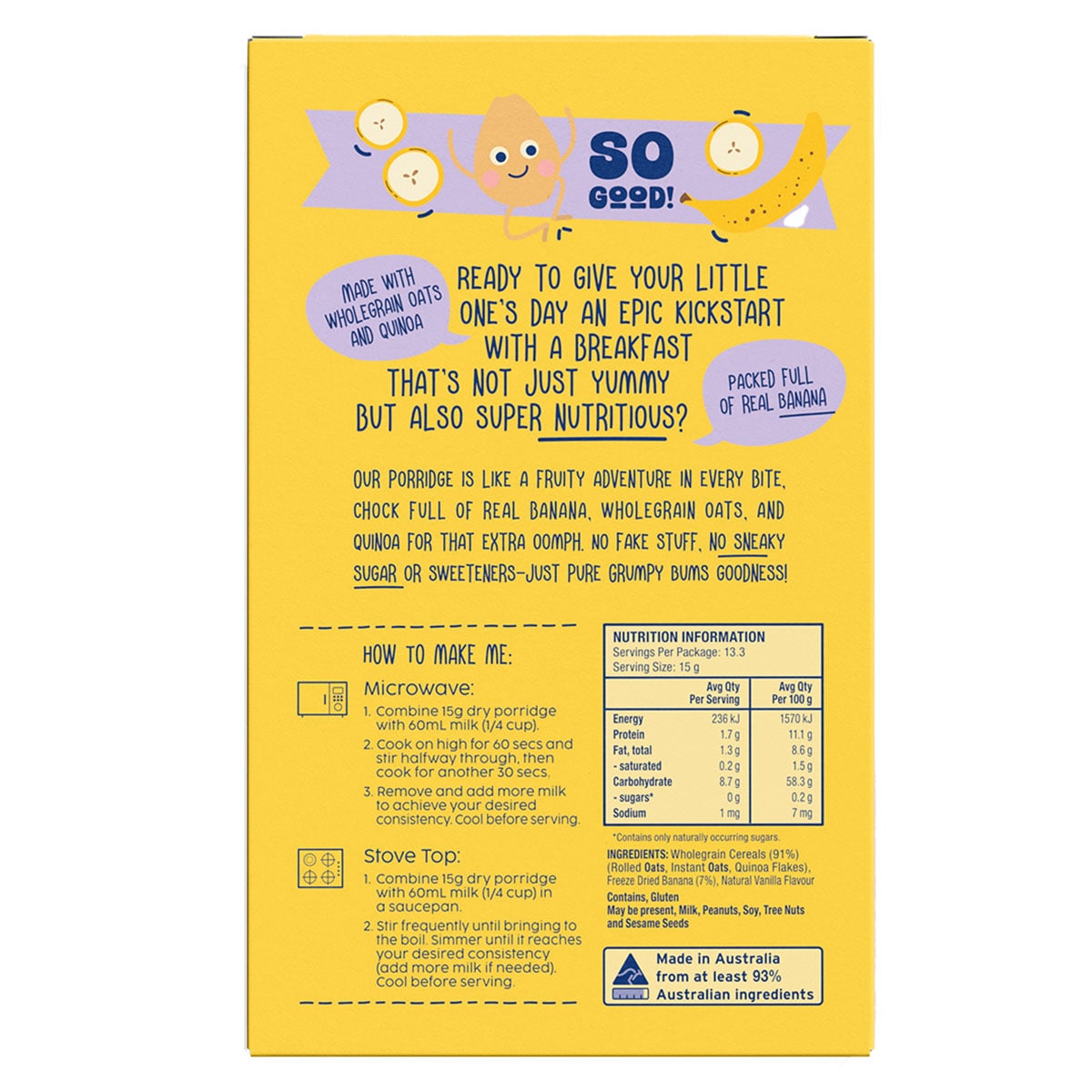 Grumpy Bums Banana Porridge 200g