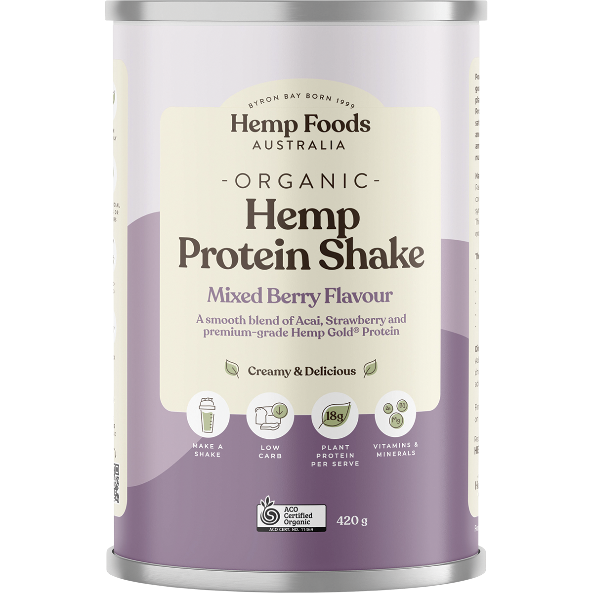 Hemp Foods Australia Organic Protein Mixed Berry & Acai 420g