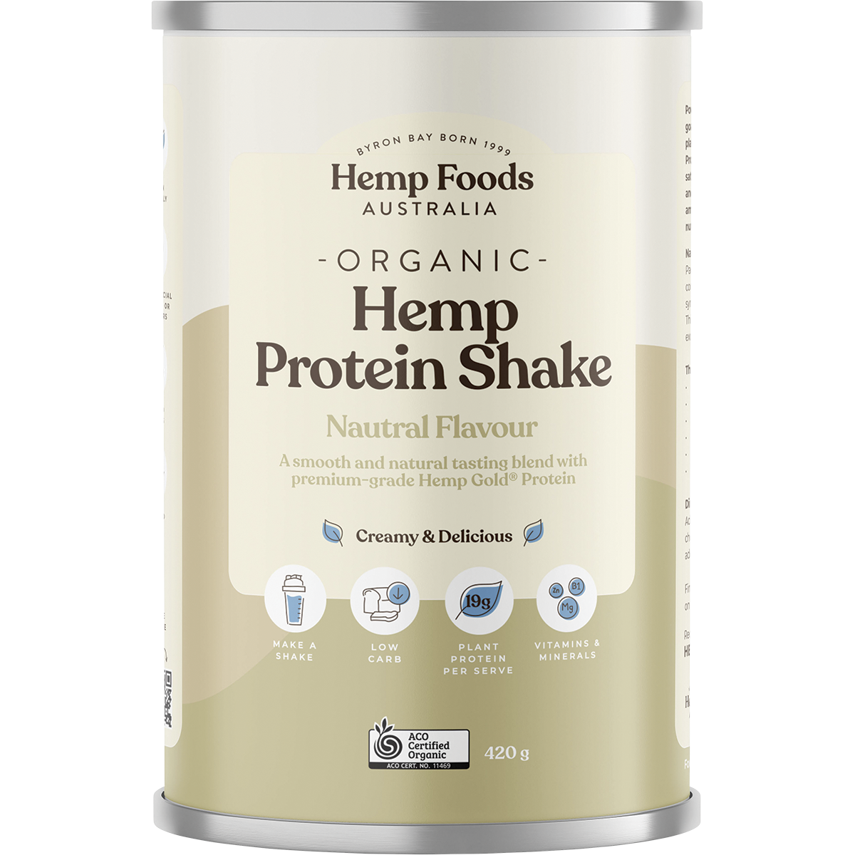 Hemp Foods Australia Organic Protein Powder Natural 420g