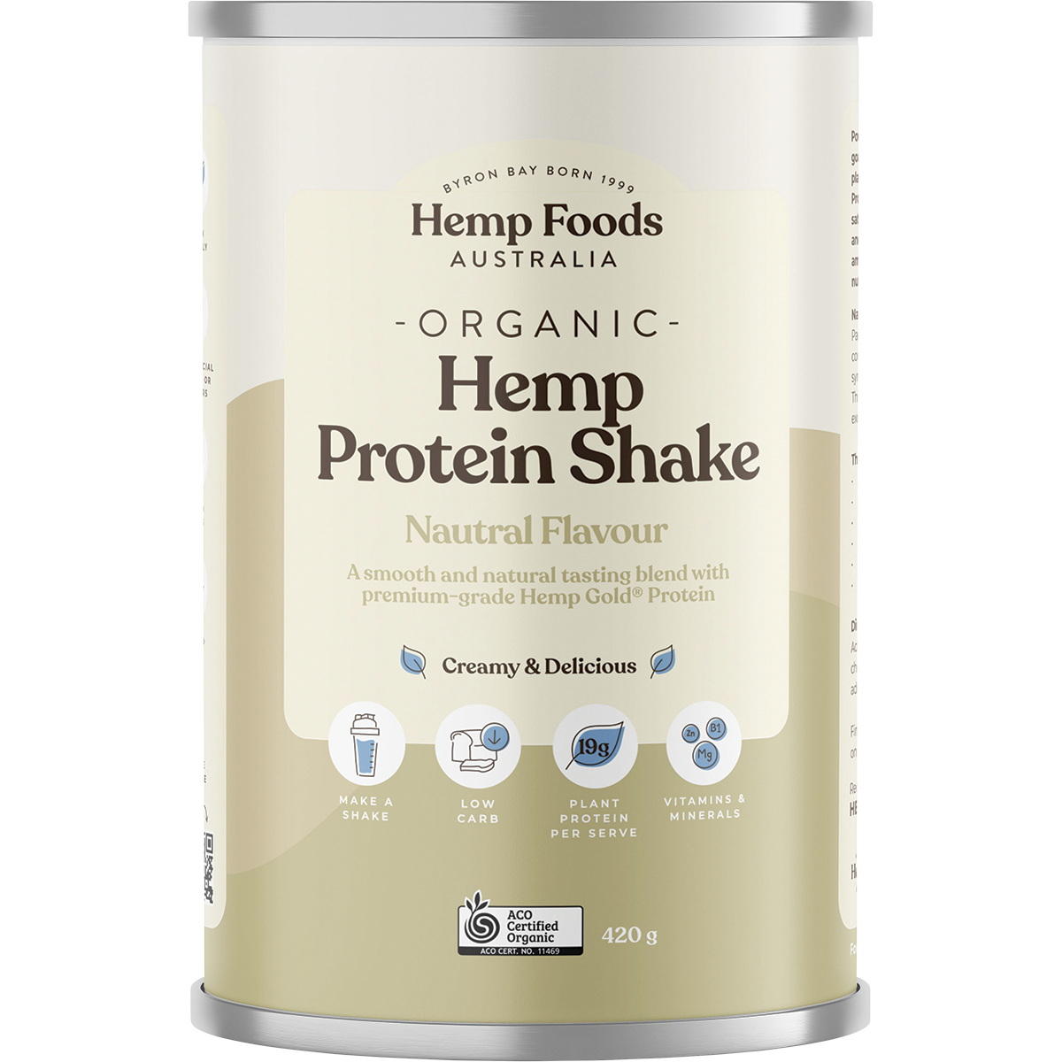 Hemp Foods Australia Organic Hemp Protein Powder Natural 420g