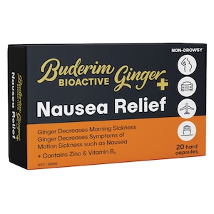 Buderim BioActive Ginger+ Nausea Relief 20 Capsules