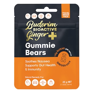 Buderim BioActive Ginger+ Hot Gummie Bears 25g