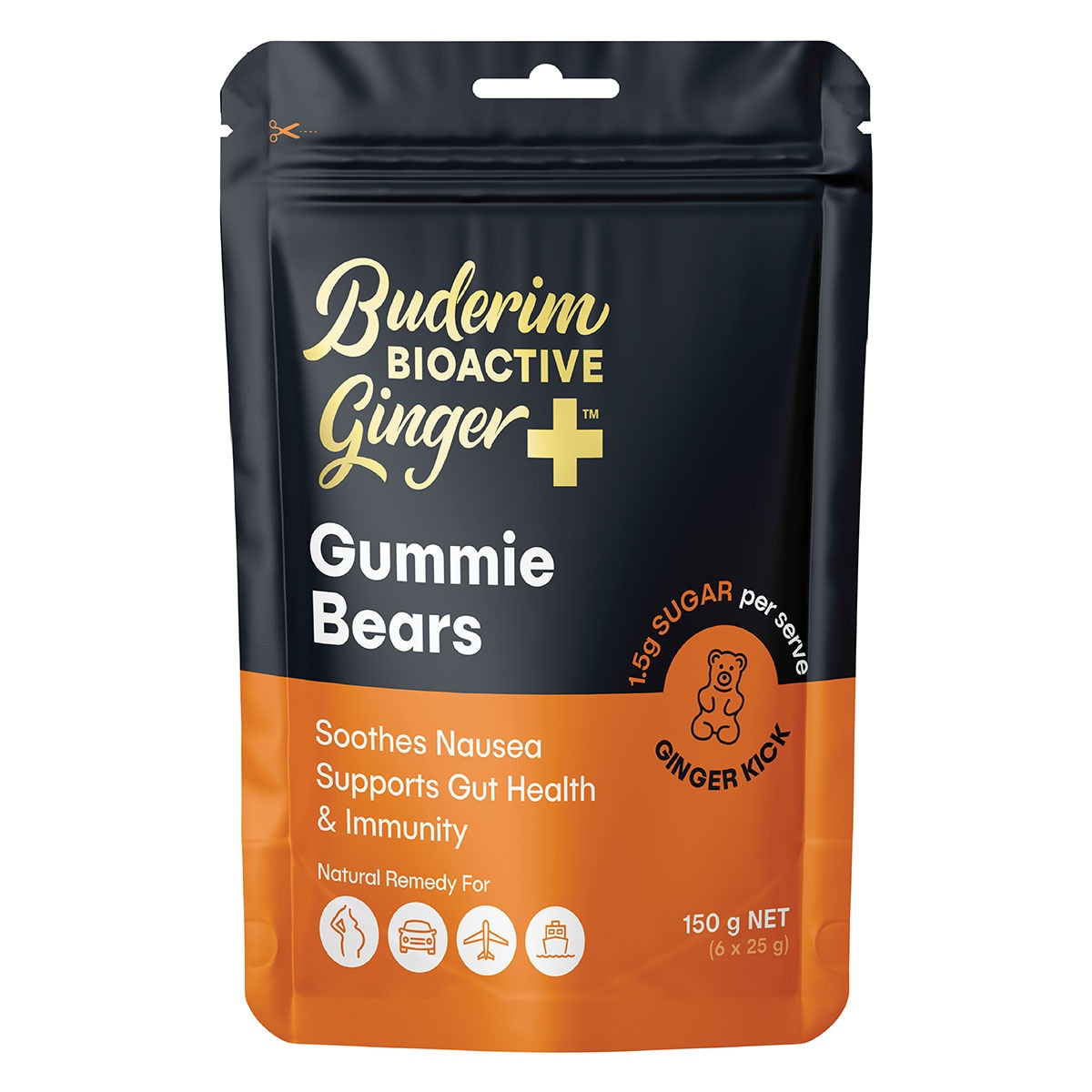 Buderim BioActive Ginger+ Hot Gummie Bears 150g | Healthylife Australia