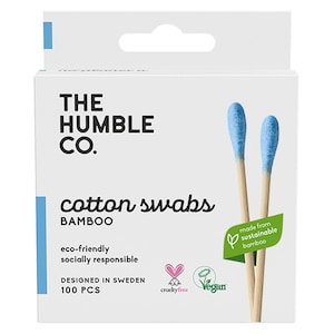 The Humble Co Cotton Swabs Blue 100 Pack
