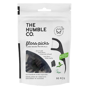 The Humble Co Floss Picks Charcoal 50 Pack