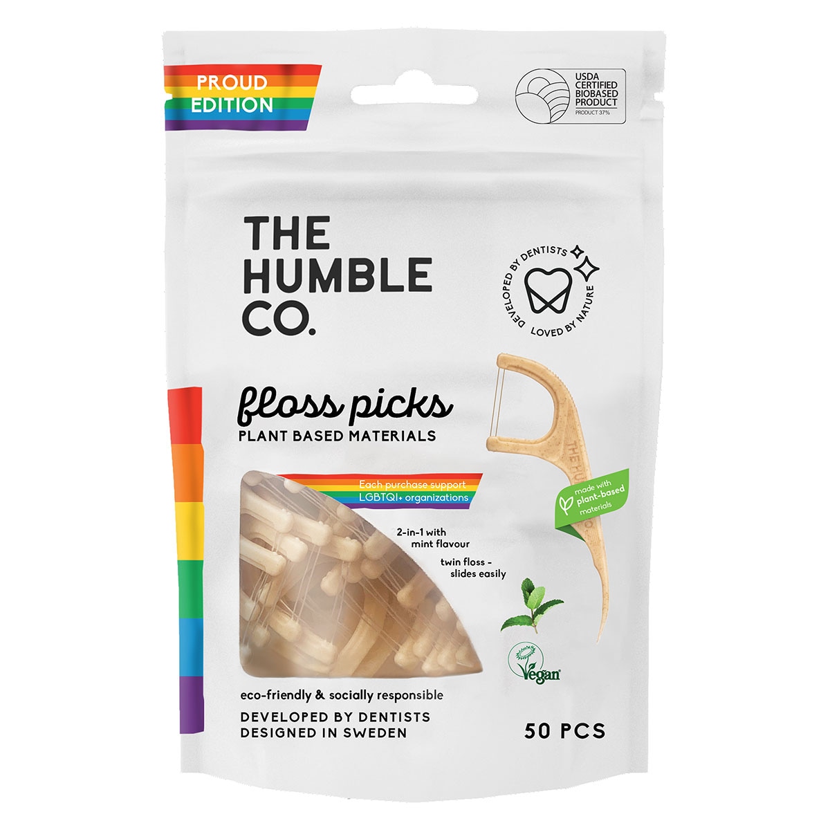 The Humble Co Floss Picks Proud Edition 50 Pack