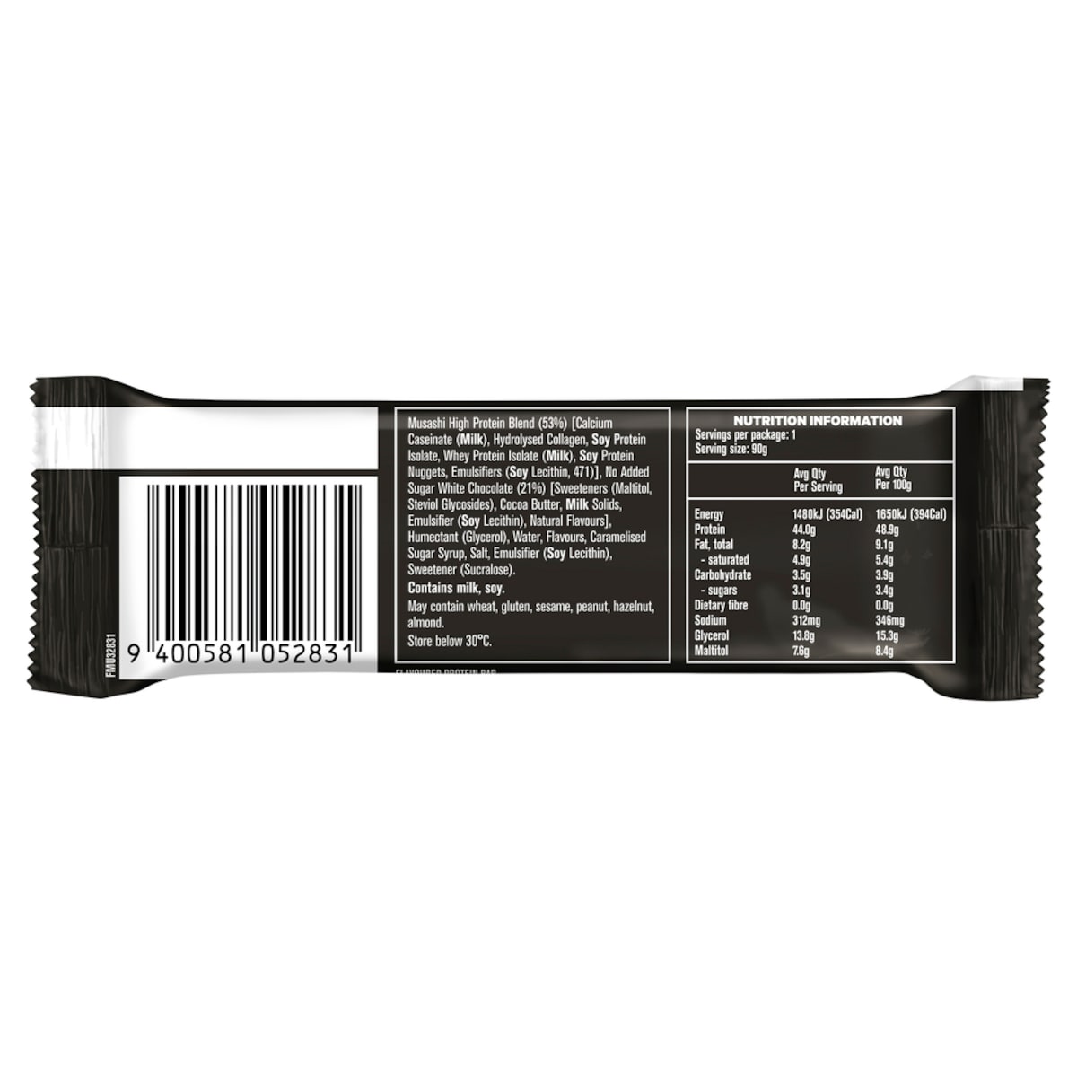 Musashi High Protein Bars White Choc Caramel 12 x 90g