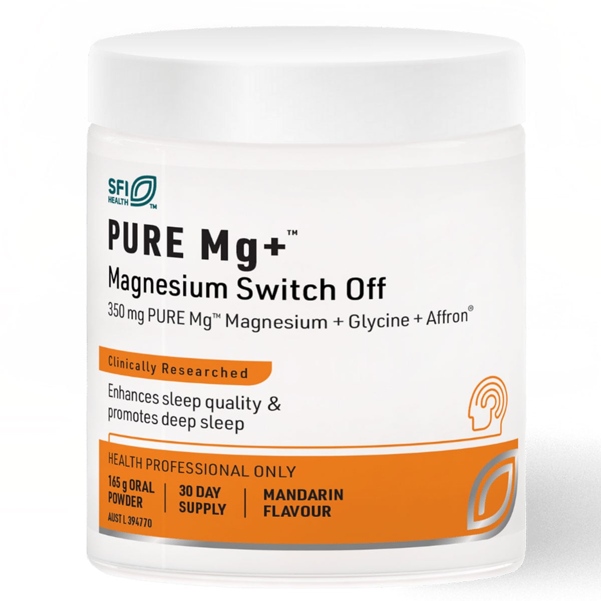 SFI Health Pure Mg+ Magnesium Switch Off Powder 165g