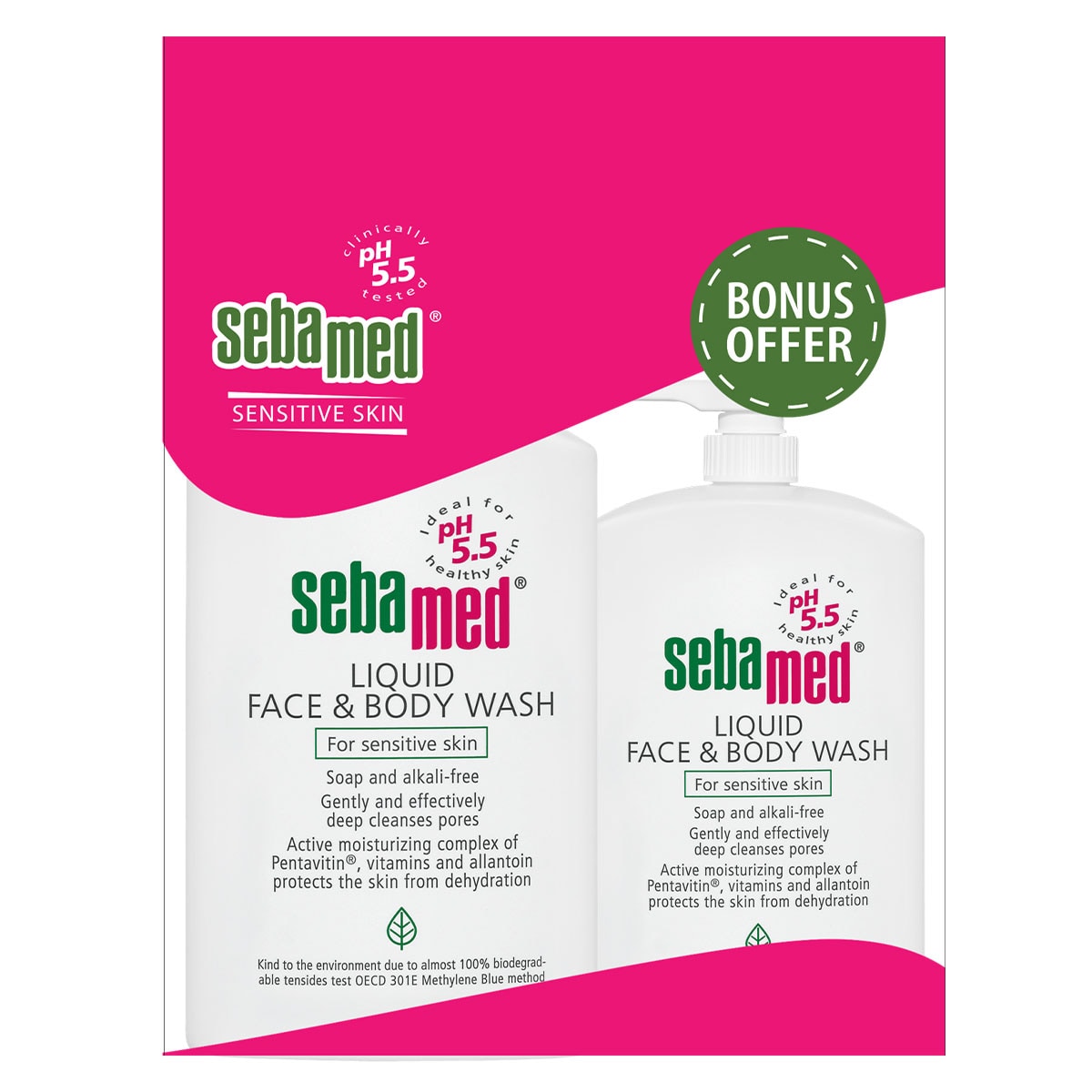 Sebamed Liquid Face & Body Wash 1 Litre + 300ml Wash Bonus Pack