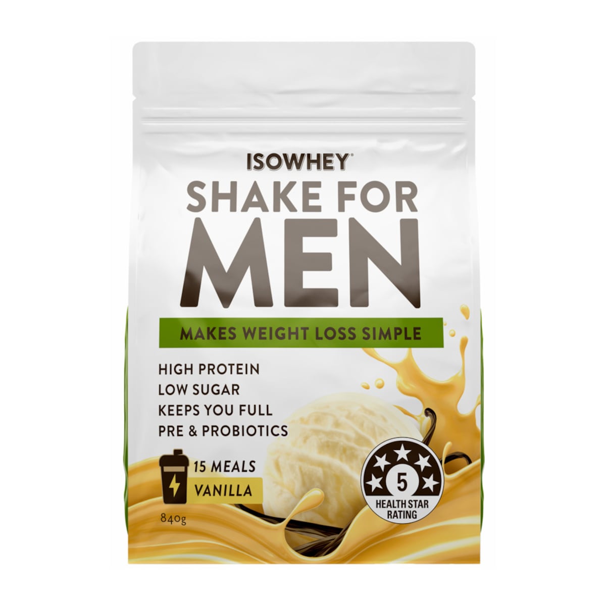 IsoWhey Men's Shake Vanilla 840g Australia
