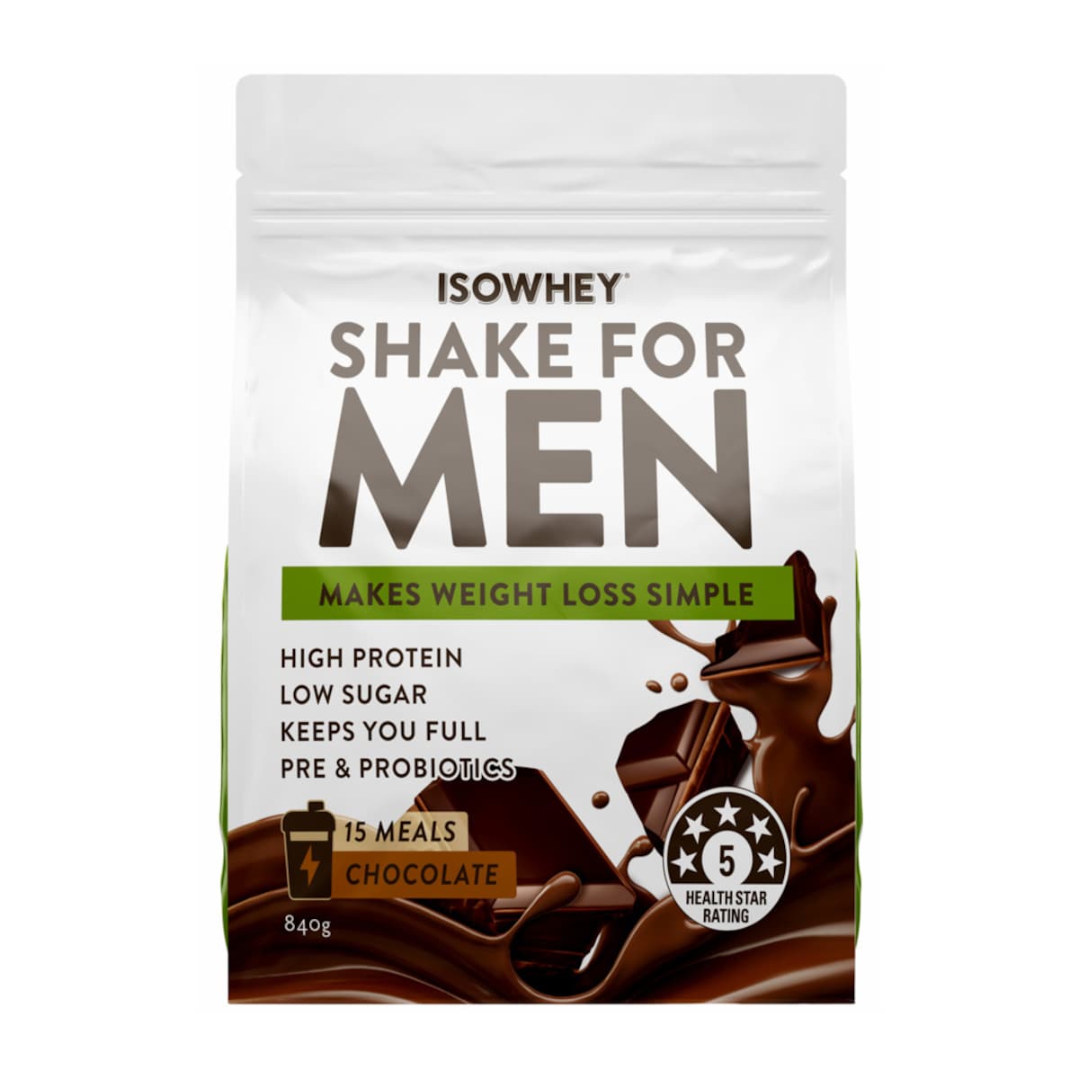IsoWhey Men's Shake Chocolate 840g Australia