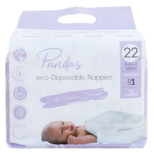 Pandas by Luvme ECO Disposable Nappies Newborn (0-5kg) 22 Pack
