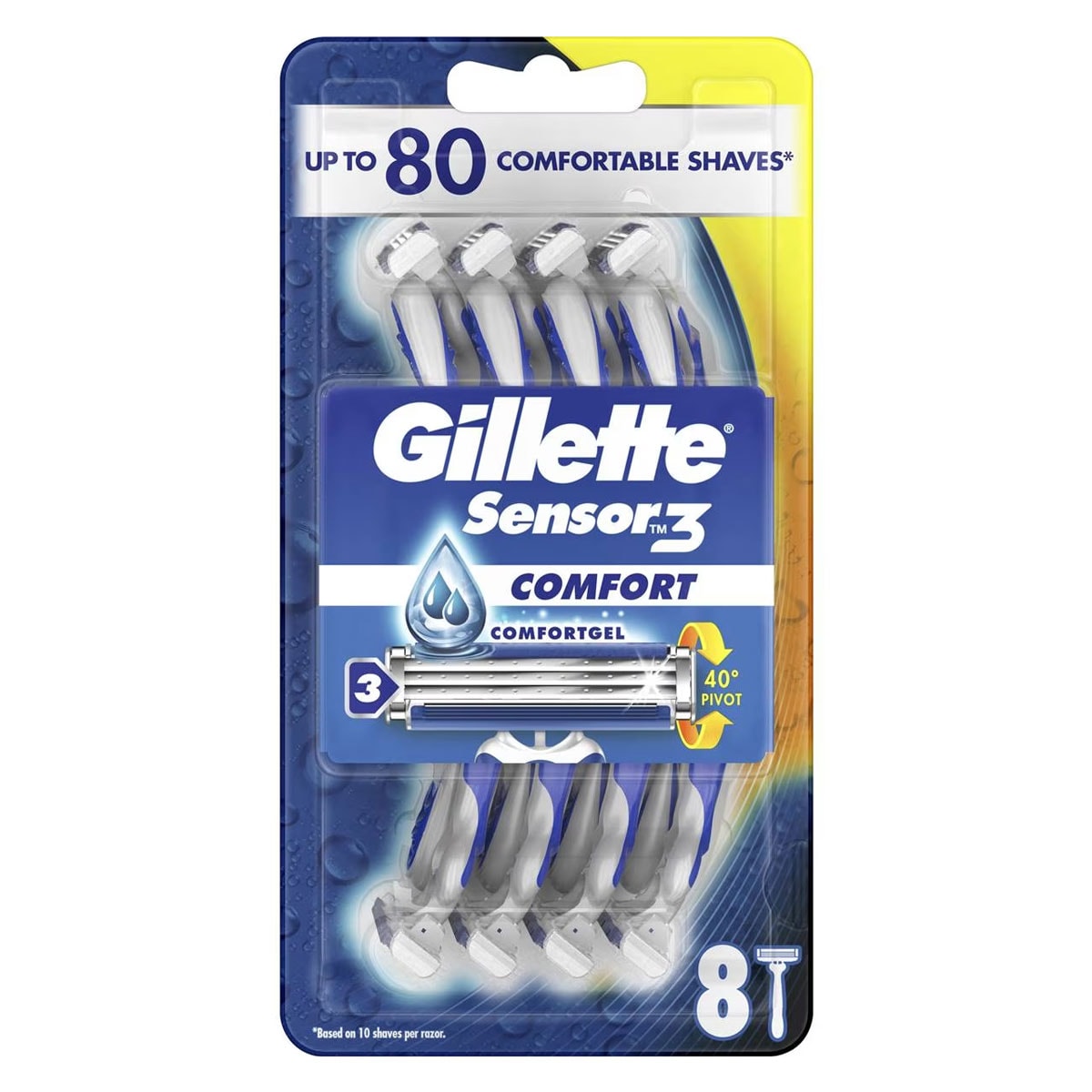 Gillette Sensor 3 Comfort Disposable Razors 8 Pack