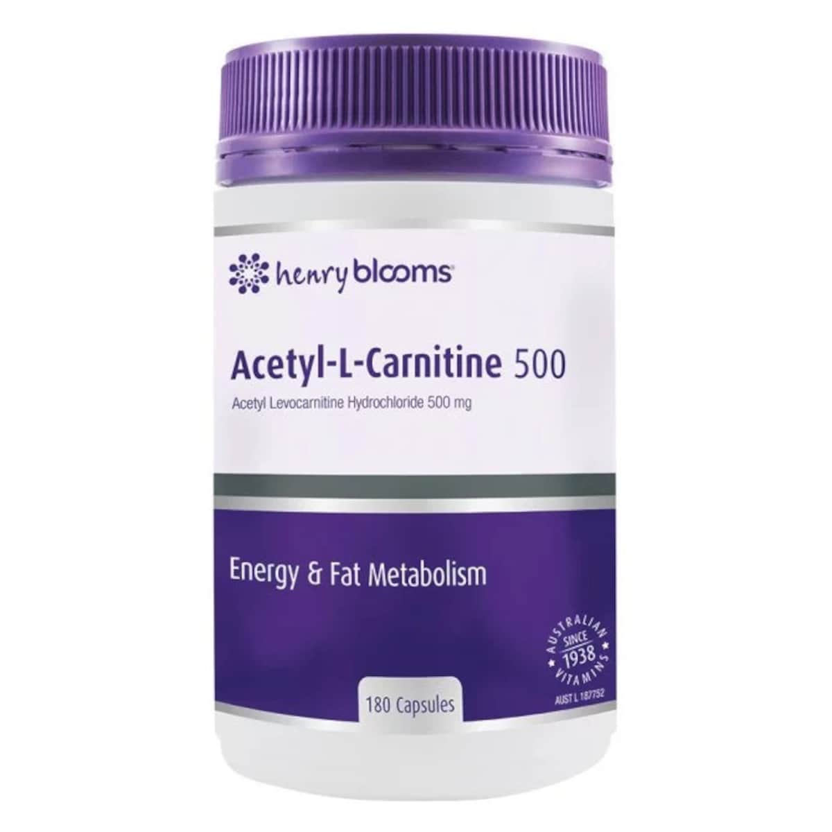 Henry Blooms Acetyl L-Carnitine 500 180 Vege Capsules Australia