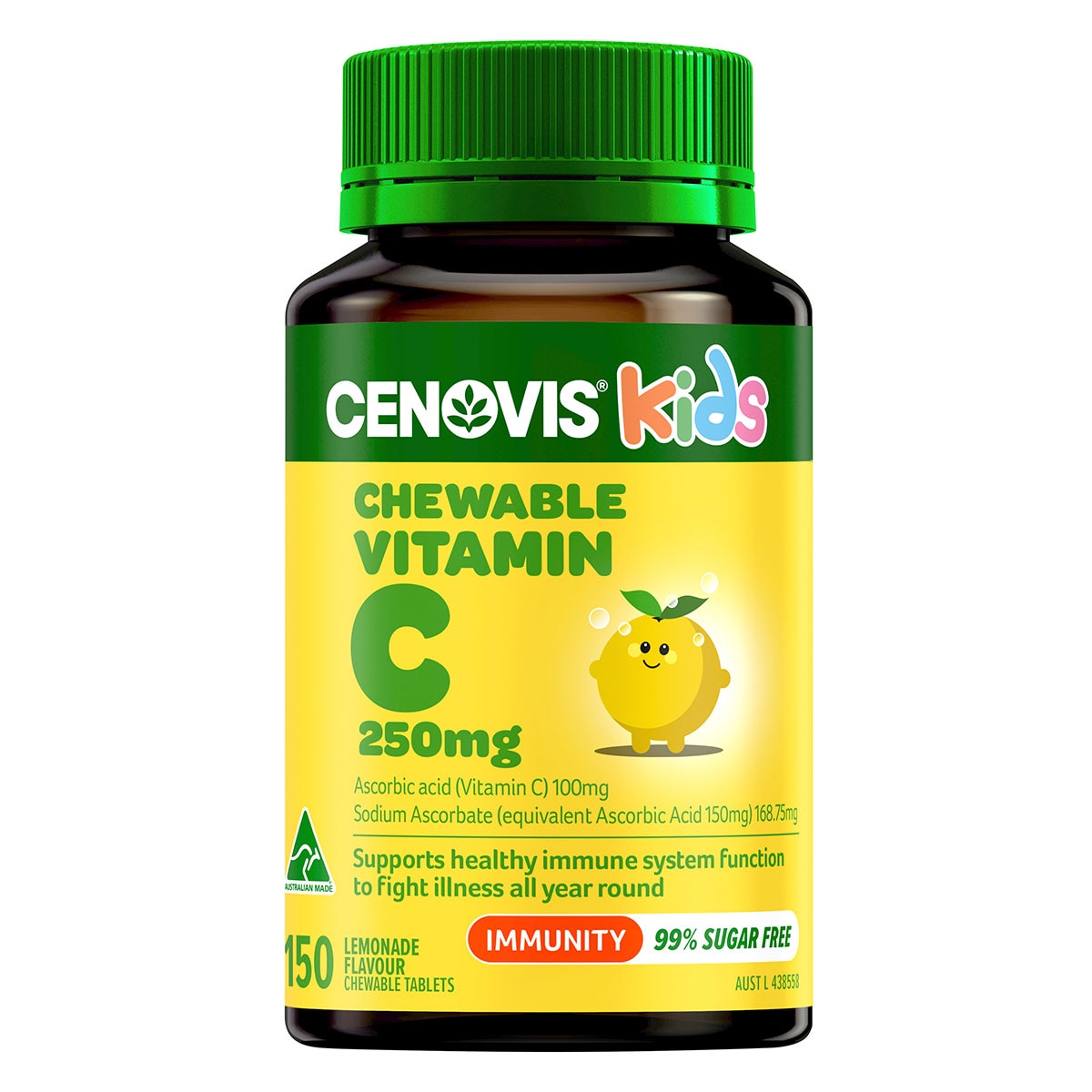 Cenovis Kids Chewable Vitamin C 250mg Lemonade 150 Tablets