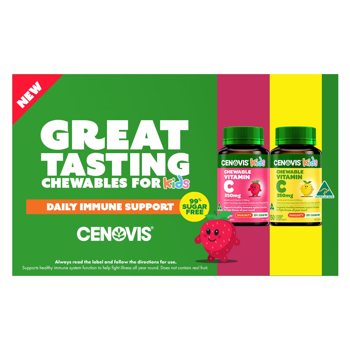 Cenovis Kids Chewable Vitamin C 250mg Lemonade 150 Tablets