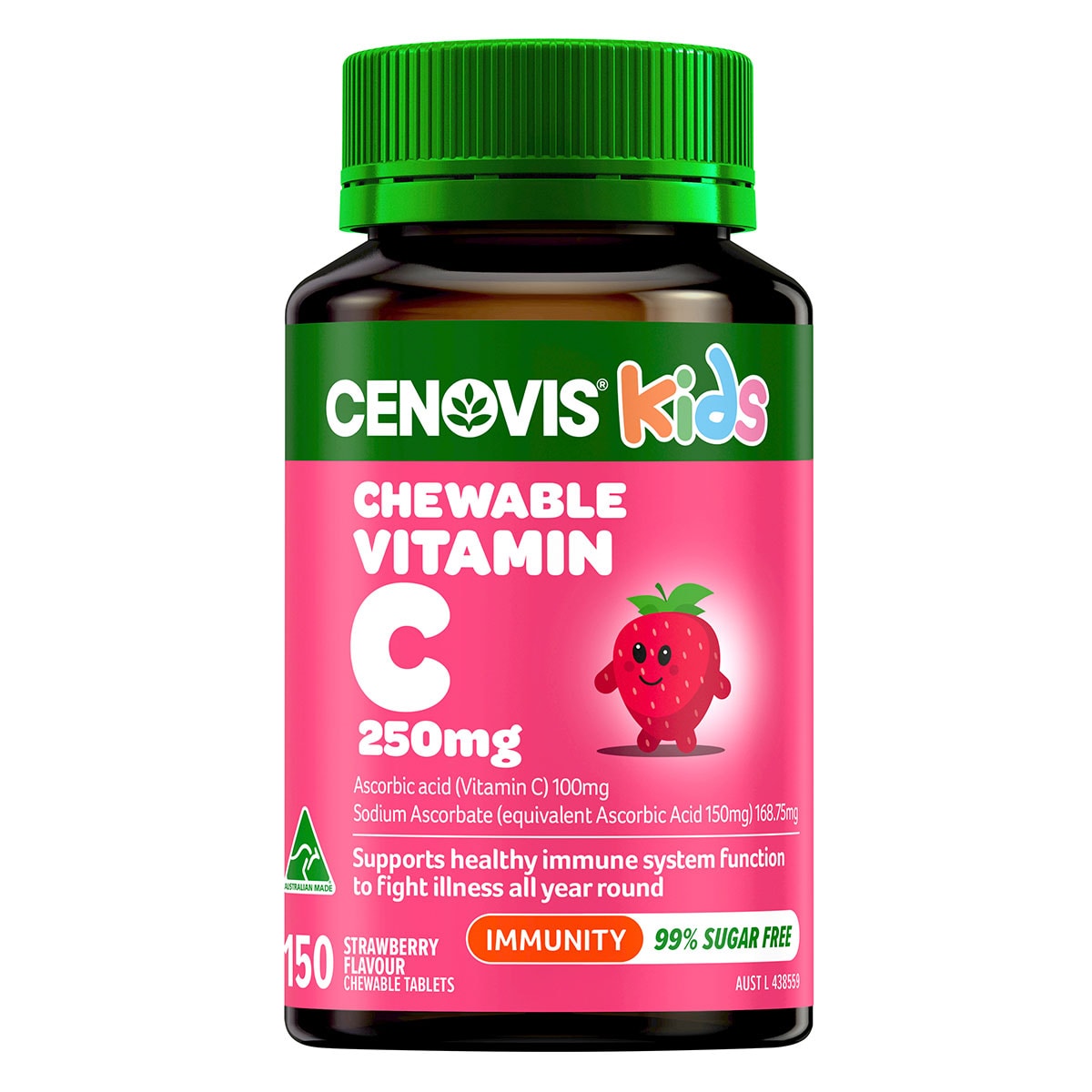 Cenovis Kids Chewable Vitamin C 250mg Strawberry 150 Tablets