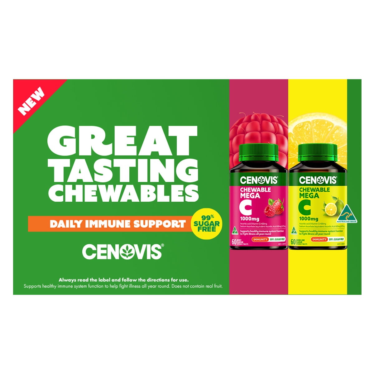 Cenovis Chewable Mega Vitamin C 1000mg Berry 60 Tablets