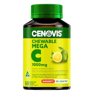 Cenovis Chewable Mega C 1000mg Lemon Lime 60 Tablets