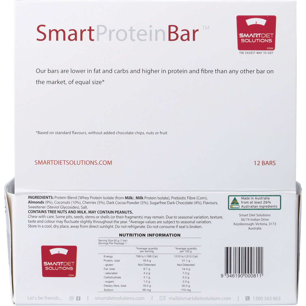 Smart Protein Dark Choc Cherry Coconut Protein Bar 60g