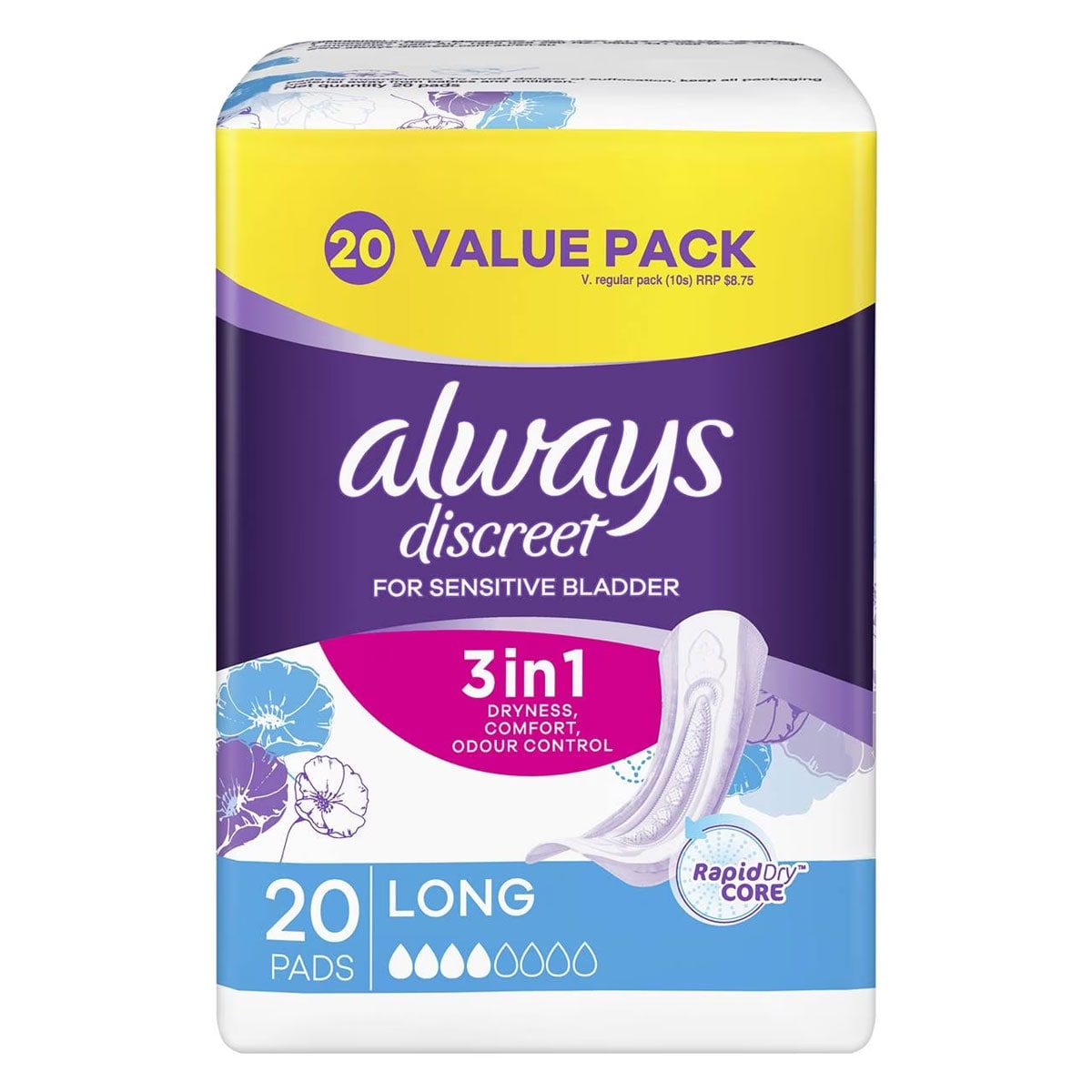 Always Discreet Incontinence Pads Long 20 Pack