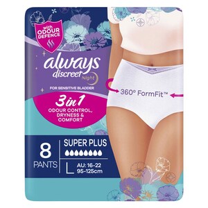 Always Discreet Night Incontinence Pants Large 8 Pack