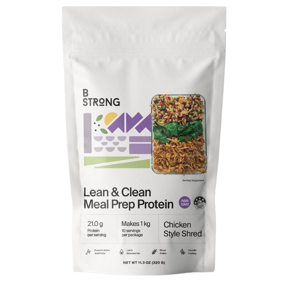 B Strong Plant-Based Chicken Style Shred Meal Prep Protein 320 g