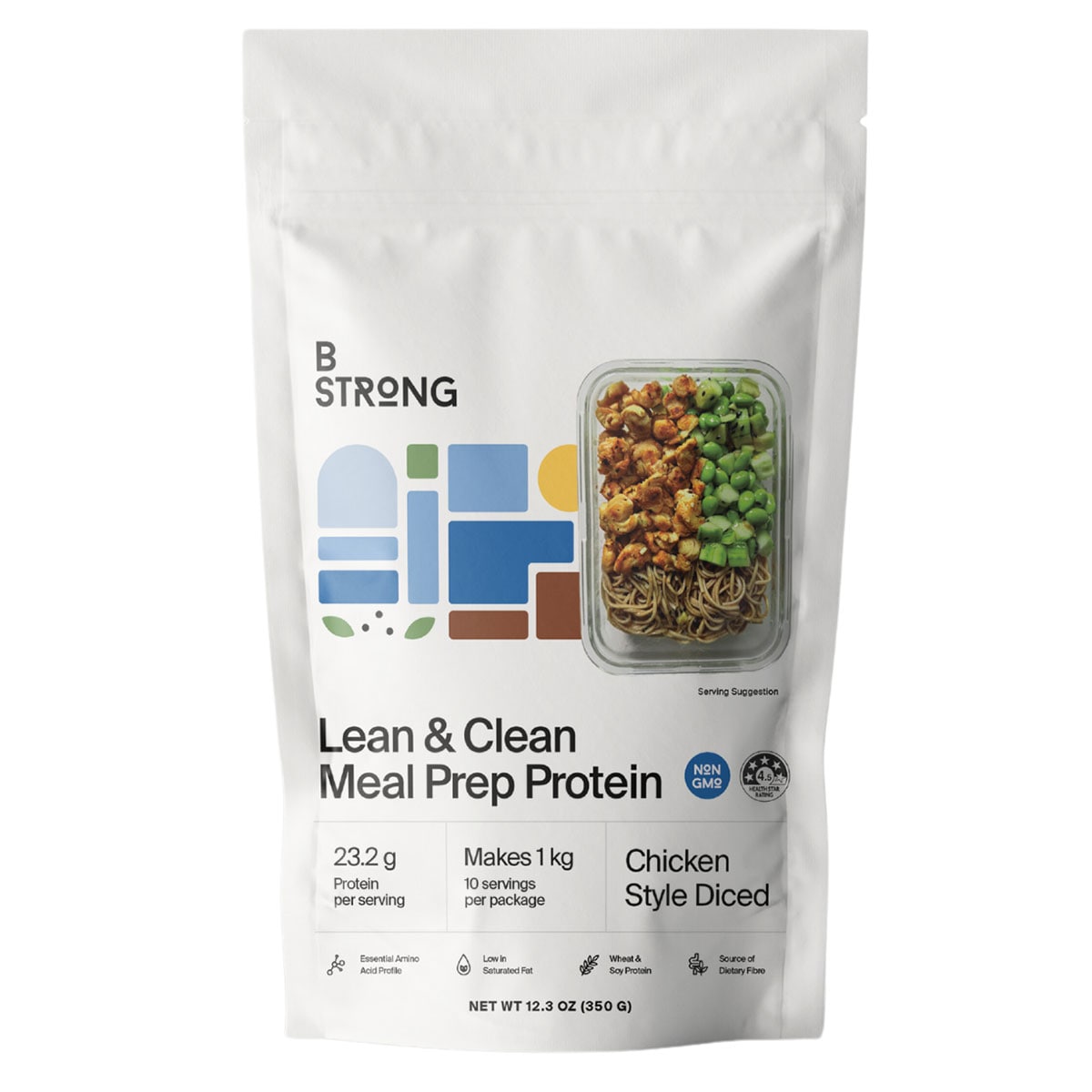 B Strong Plant-Based Chicken Style Diced Meal Prep Protein 350 g