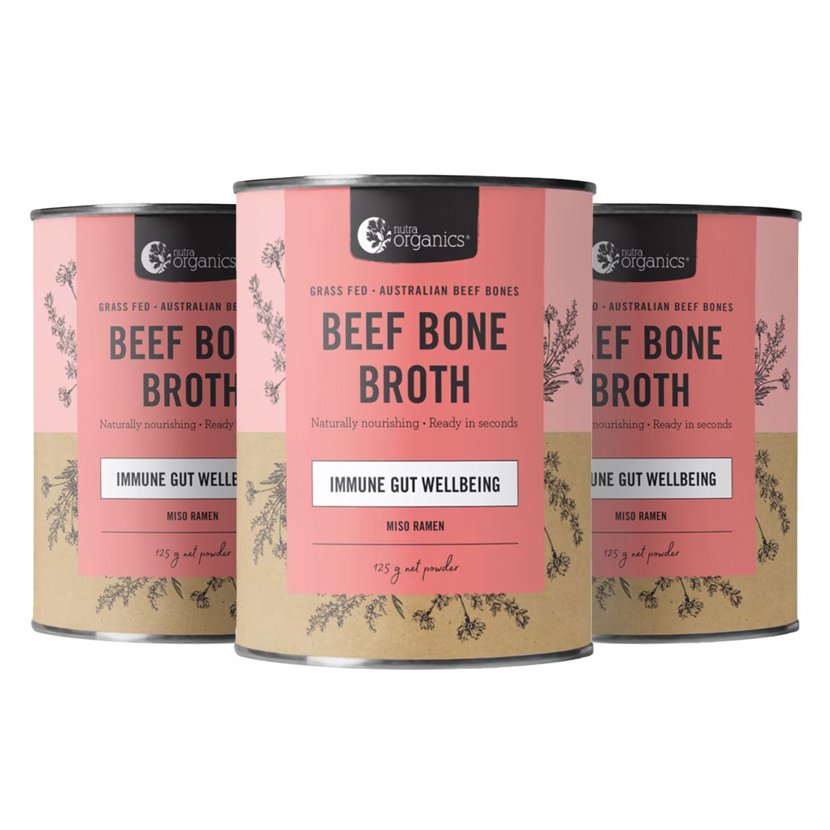 Nutra Organics Beef Bone Broth Miso Ramen 125g 3 Pack
