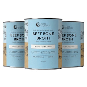 Nutra Organics Beef Bone Broth Powder Hearty Original 125g 3 Pack