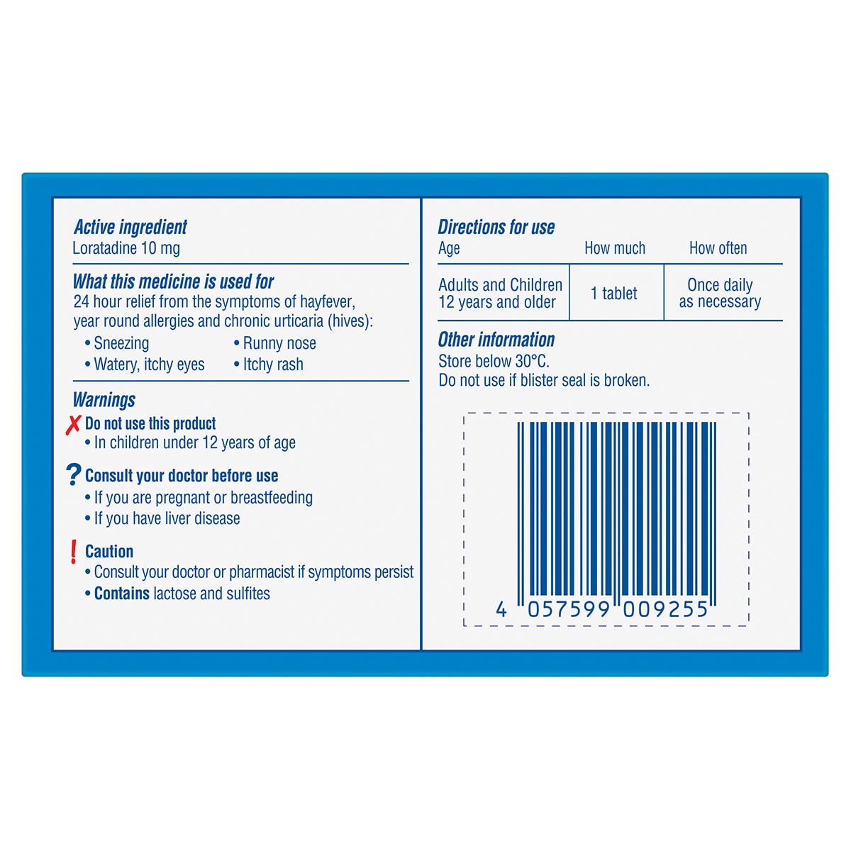 Claratyne Hayfever Allergy Relief Non Drowsy 90 Tablets