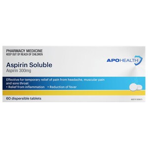 APOHEALTH Aspirin Soluble 300mg 60 Tablets