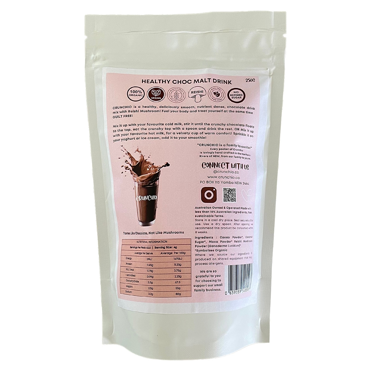 Crunchio Organic Chocolate Drink Mix 250g