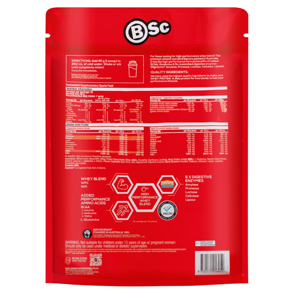 BSc Whey Protein Powder Vanilla - 1.8kg