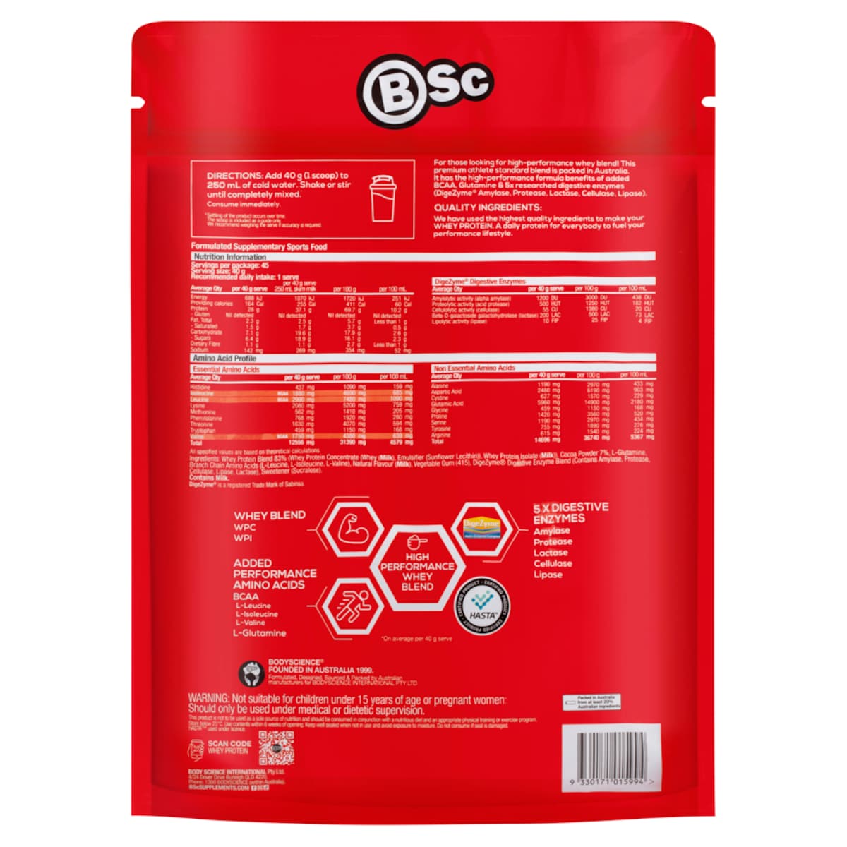 BSc Whey Protein Powder Chocolate - 1.8kg