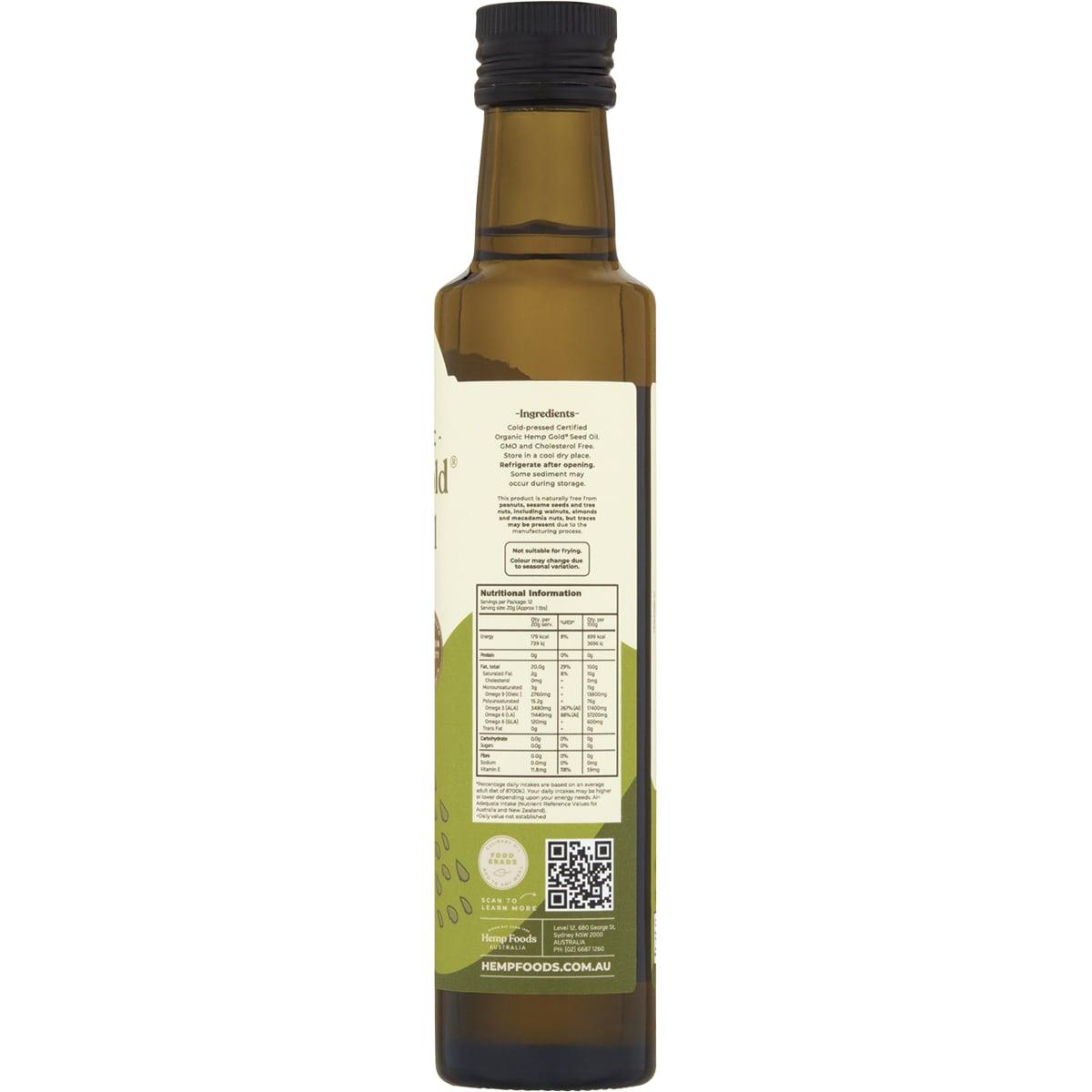 Hemp Foods Australia Organic Hemp Gold Seed Oil 250ml